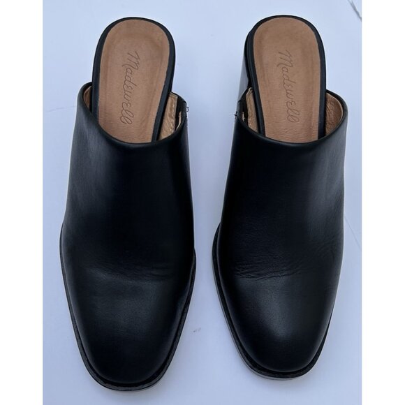 Madewell The Macarro Mule True Black Leather Heeled Slides Womens Size 6 Slip-on - Picture 3 of 11